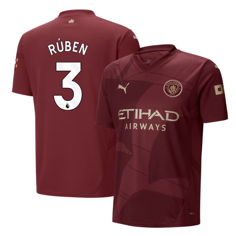 Ruben Dias 3 Manchester City 2024/25 Third Men Jersey - Burgundy