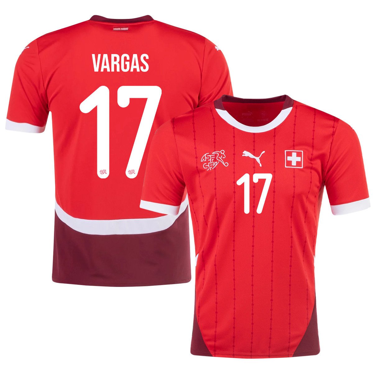 Ruben Vargas 17 Switzerland National Team 2024/25 Home Men Jersey - Red