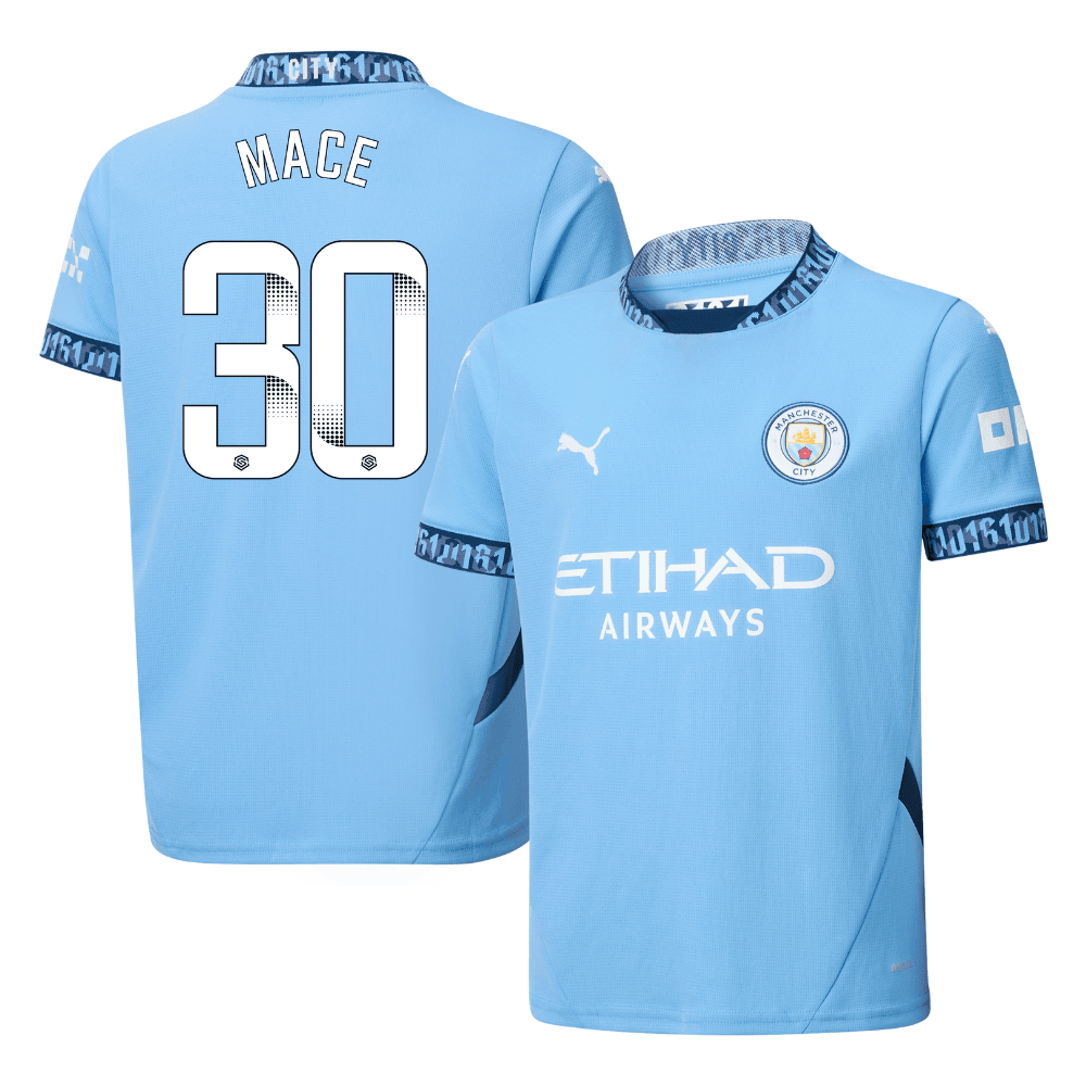 Ruby Mace 30 Manchester City 2024/25 Women's Team Home YOUTH Jersey - Light Blue