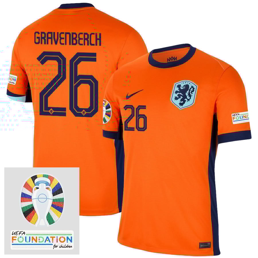 Ryan Gravenberch 26 Netherlands National Team 2024/25 Home Men Jersey - Orange