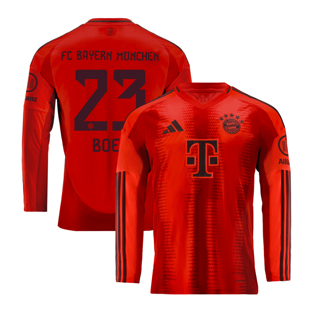 Sacha Boey 23 Bayern Munich 2024/25 Home Long Sleeve Men Jersey - Red