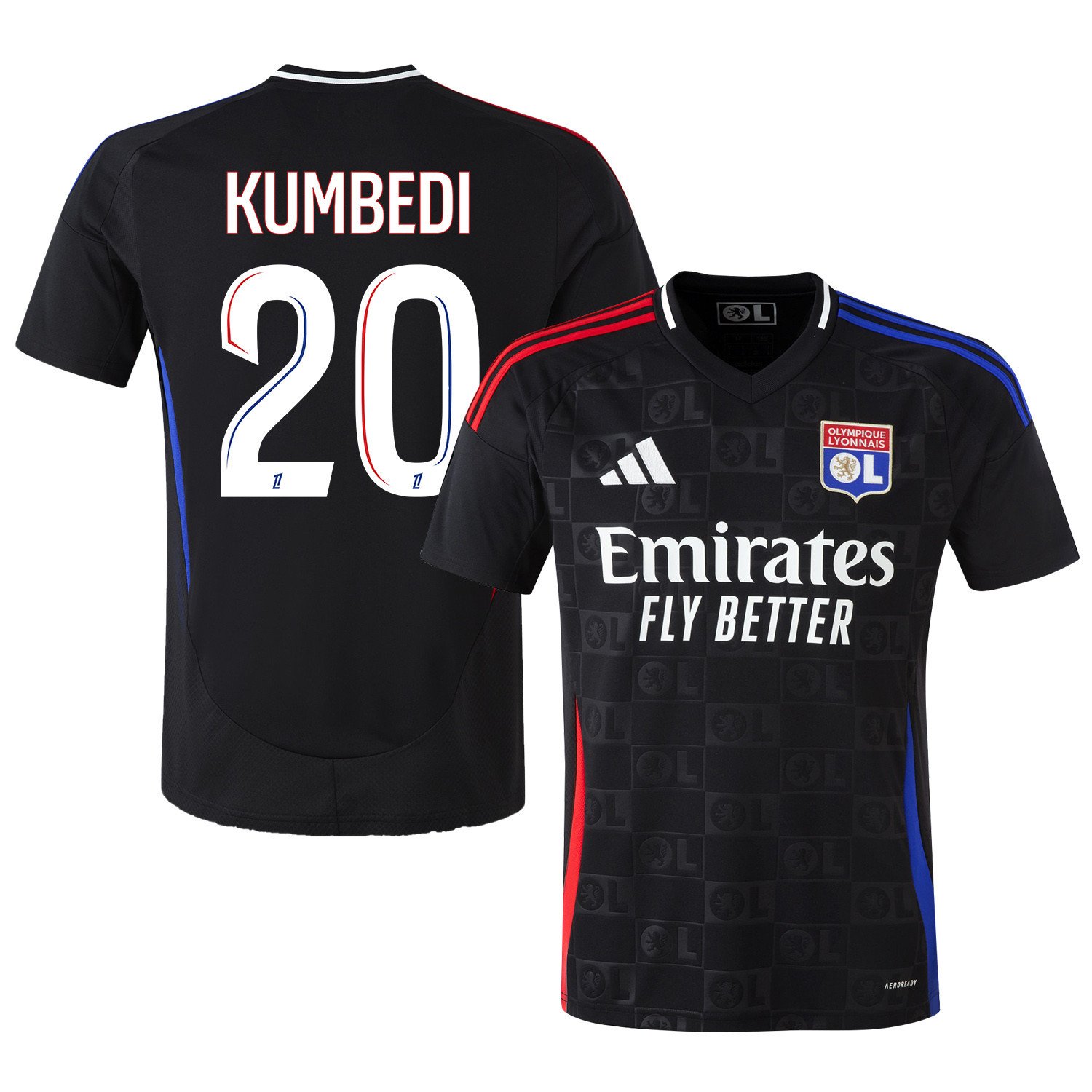 Saël Kumbedi 20 Olympique Lyonnais 2024/25 Away Men Jersey - Black