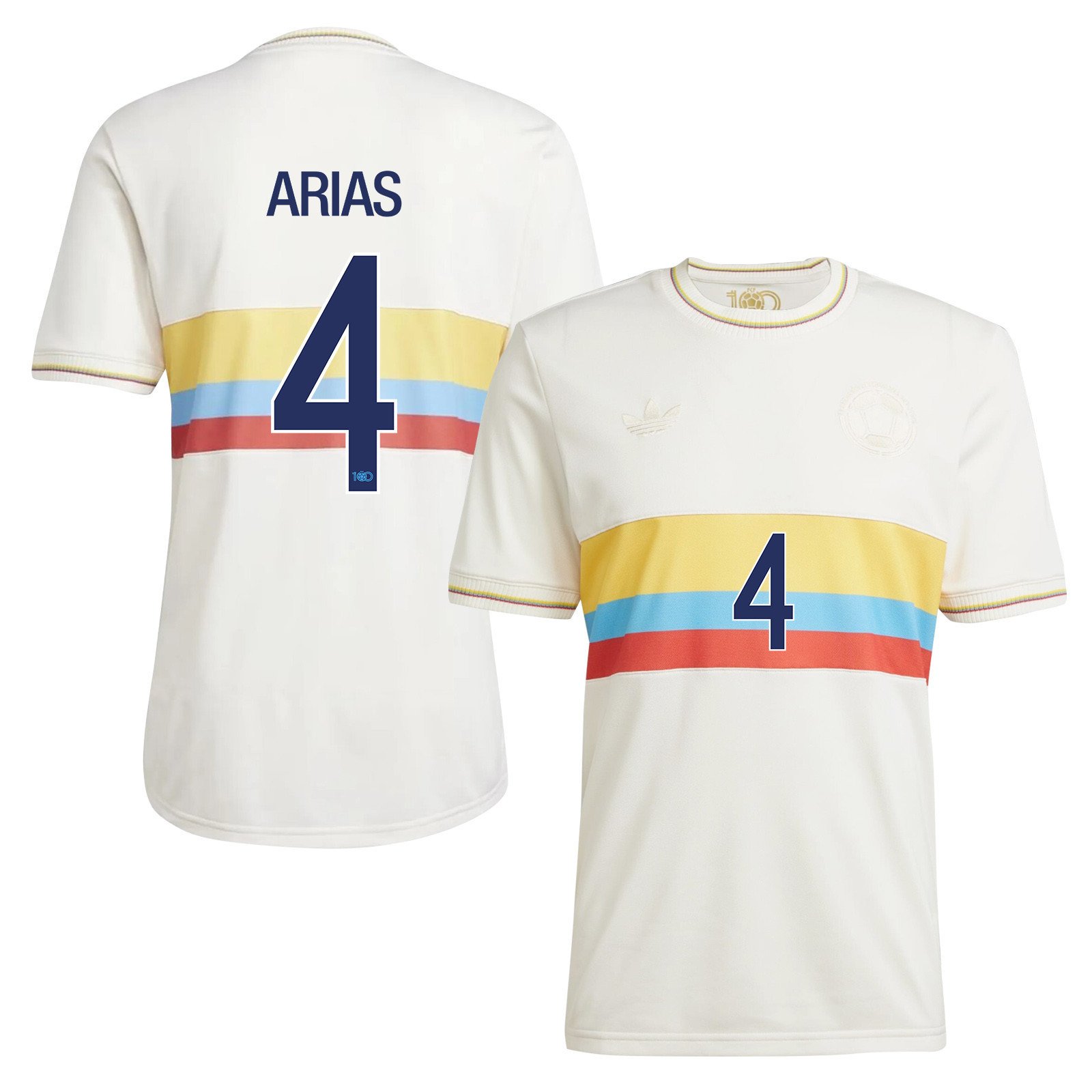 Santiago Arias 4 Colombia 2024 100th Anniversary Jersey - Men, Chalk White