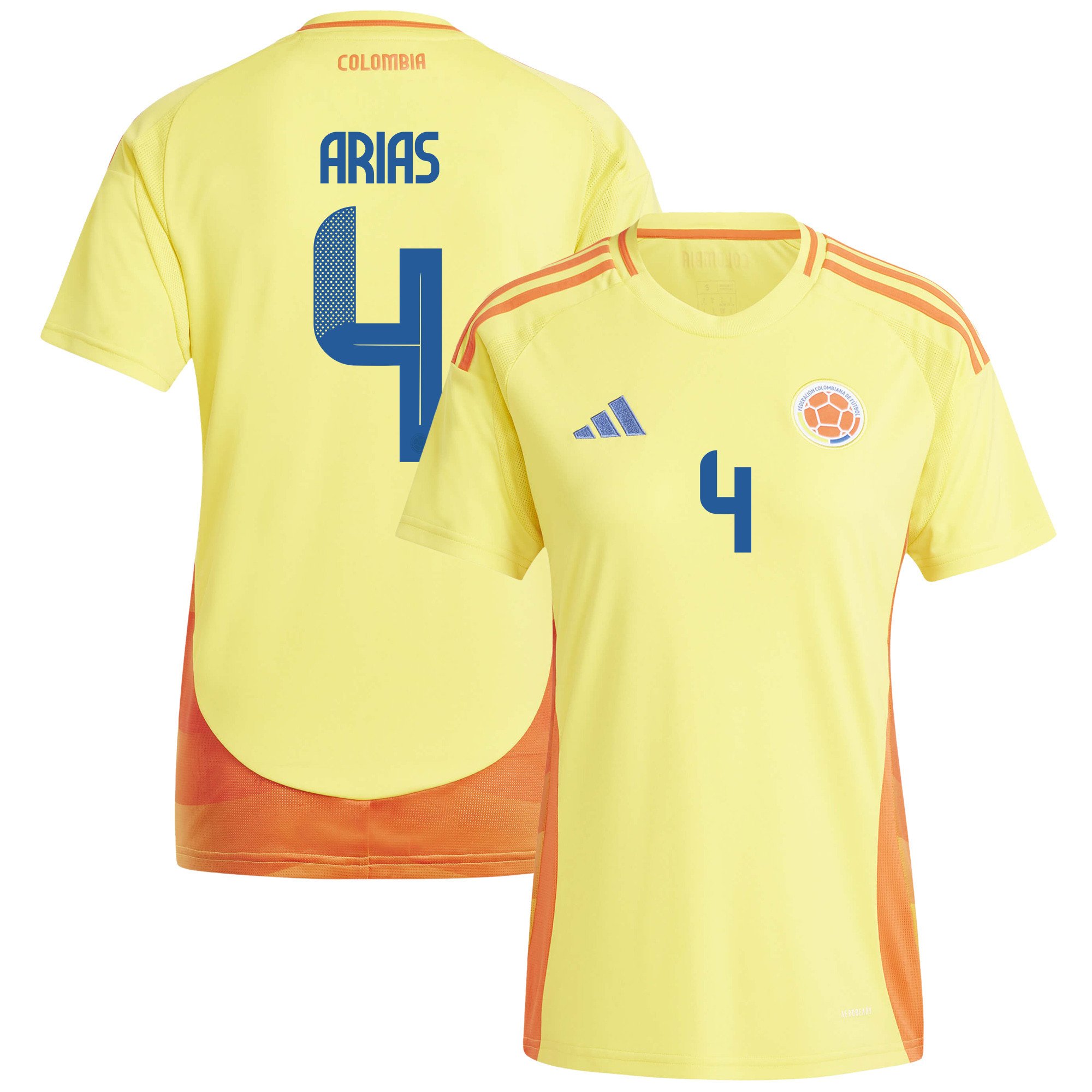 Santiago Arias 4 Colombia National Team 2024/25 Home Women Jersey - Yellow