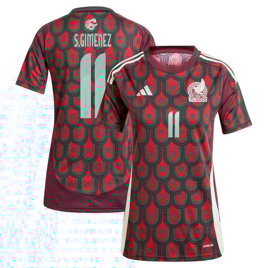 Santiago Giménez 11 Mexico National Team 2024 Home Women Jersey - Burgundy