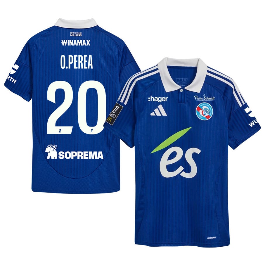 Óscar Perea 20 RC Strasbourg Alsace 2024/25 Home Men Jersey - Blue