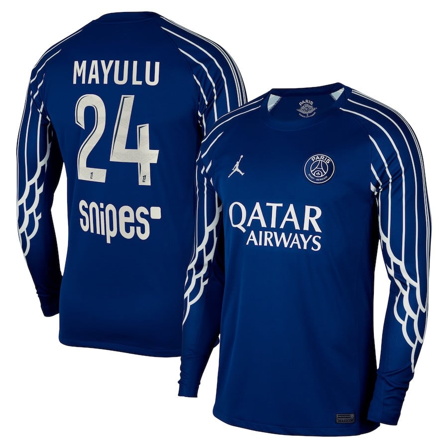 Senny Mayulu 24 Paris Saint-Germain 2024/25 Fourth Long Sleeve Men Jersey - Dark Blue