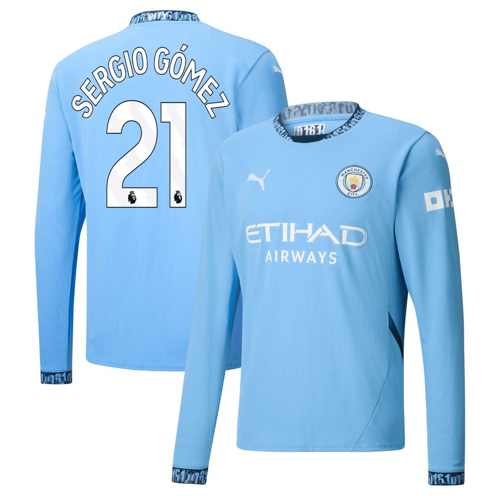 Sergio Gómez 21 Manchester City 2024/25 Home Long Sleeve Men Jersey - Light Blue