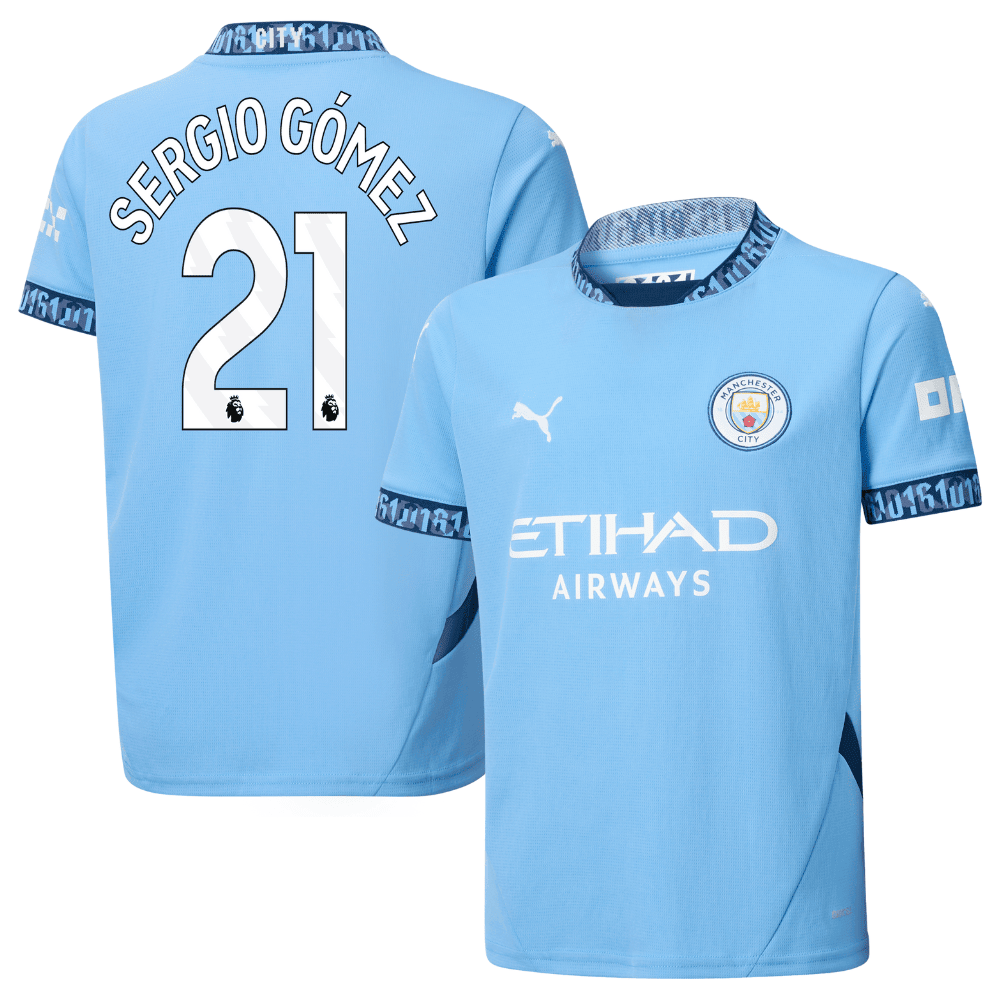 Sergio Gómez 21 Manchester City 2024/25 Home YOUTH Jersey - Light Blue