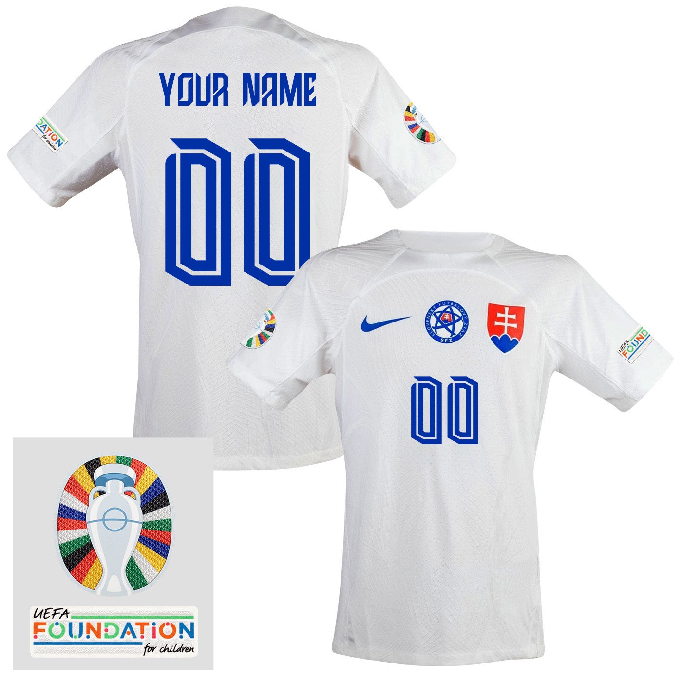 Slovakia National Team 2024 Euro & Foundation Patch Away Men Custom Jersey - White