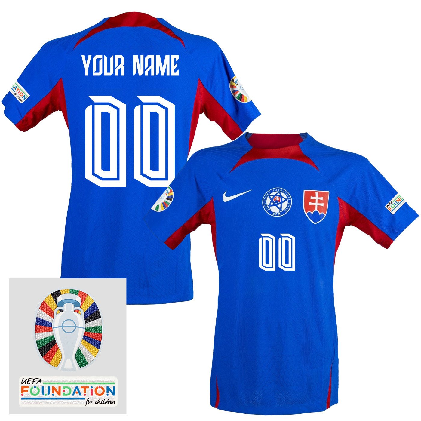 Slovakia National Team 2024 Euro & Foundation Patch Home Men Custom Jersey - Blue