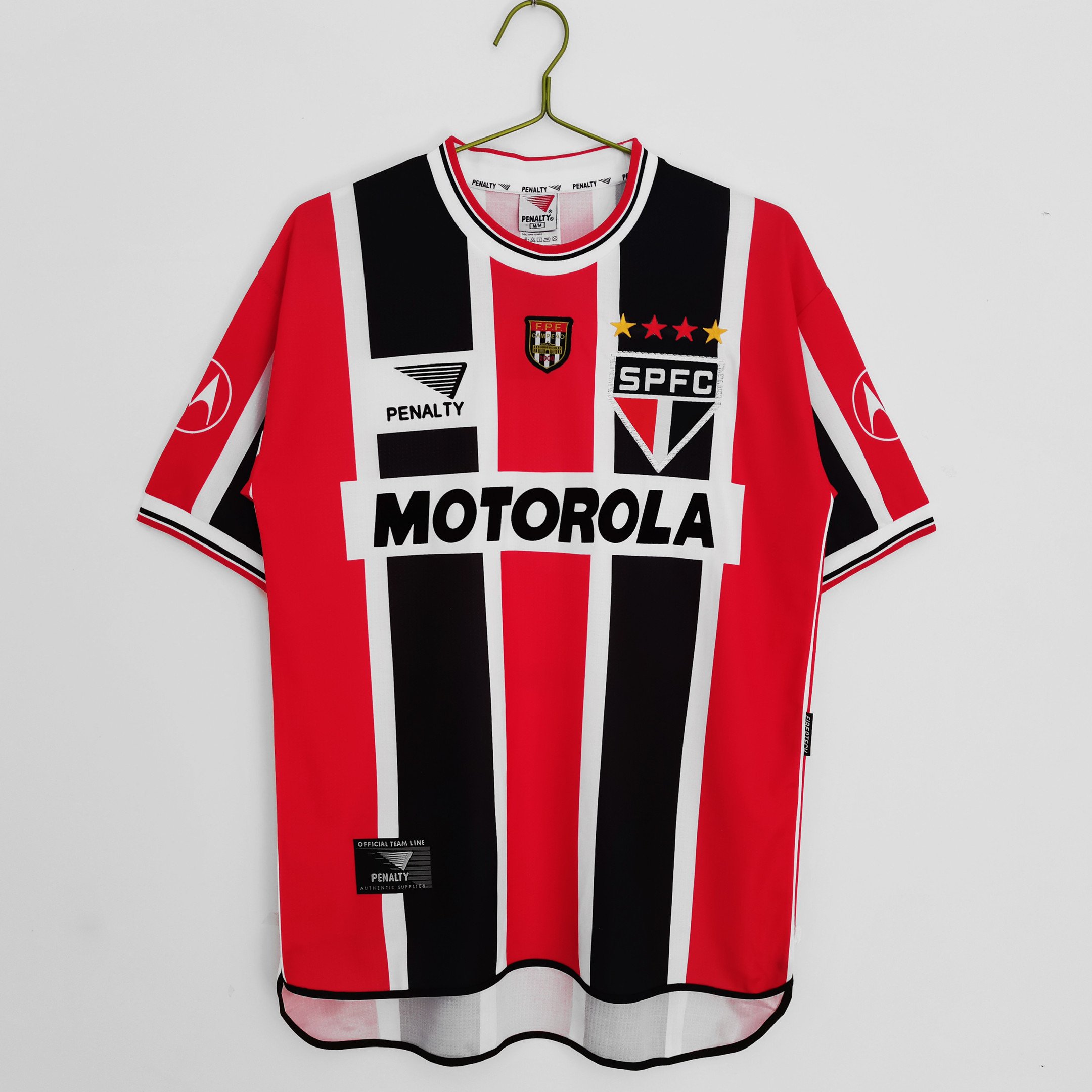 São Paulo FC 2000 Away Round Collar Retro Men Jersey - Black/Red