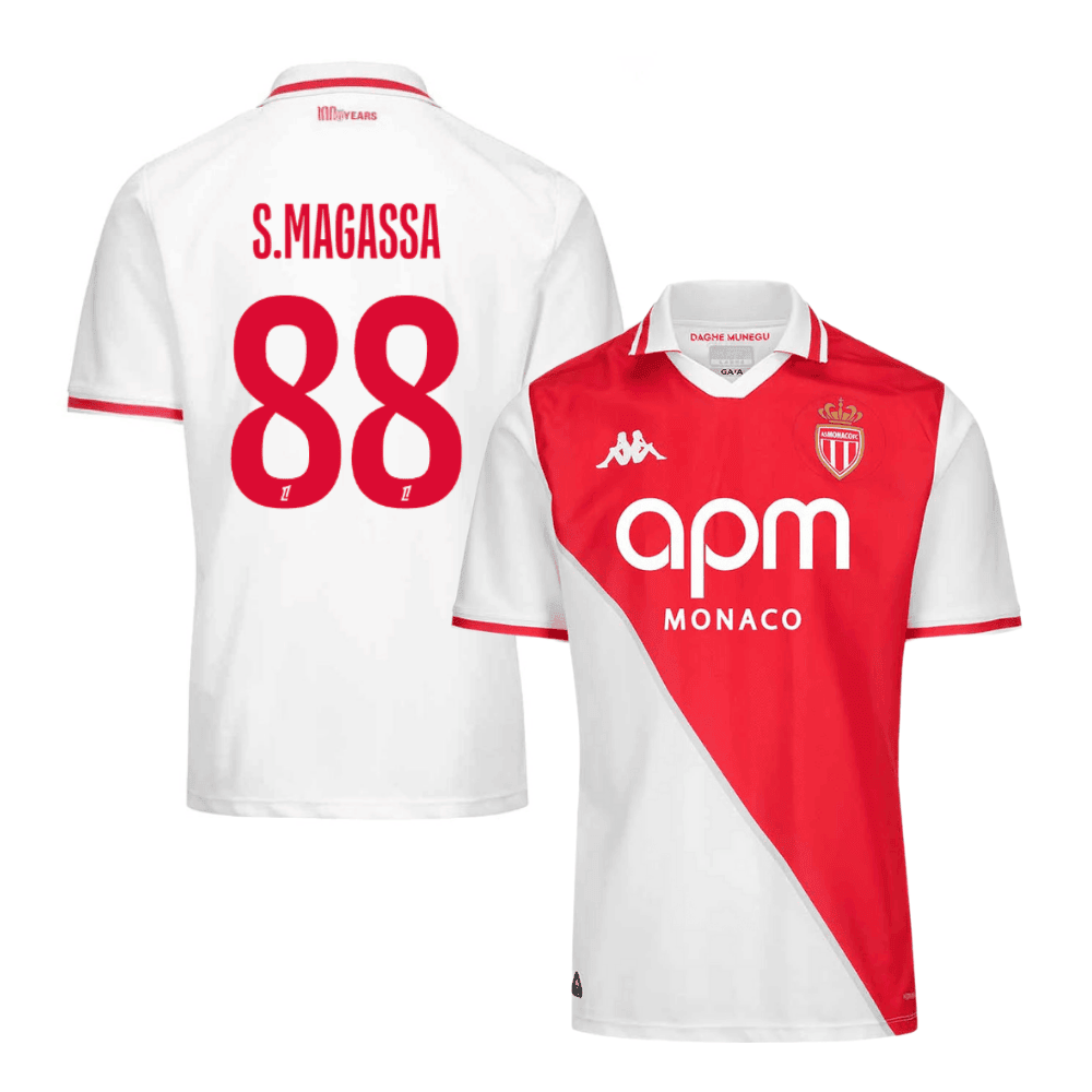 Soungoutou Magassa 88 AS Monaco 2024/25 Home Men Jersey - White/Red