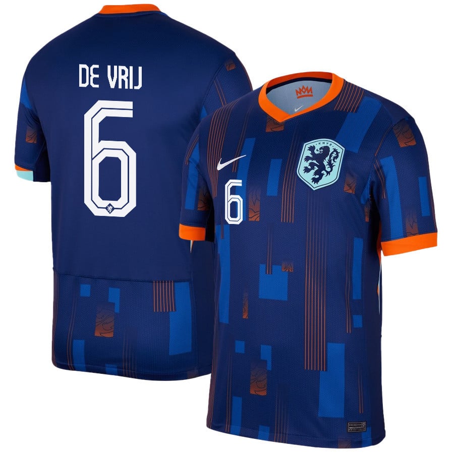Stefan de Vrij 6 Netherlands National Team 2024/25 Away Men Jersey - Navy