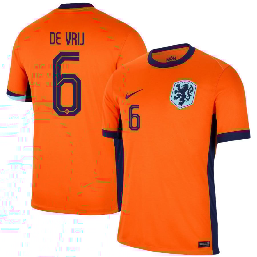 Stefan de Vrij 6 Netherlands National Team 2024/25 Home Men Jersey - Orange