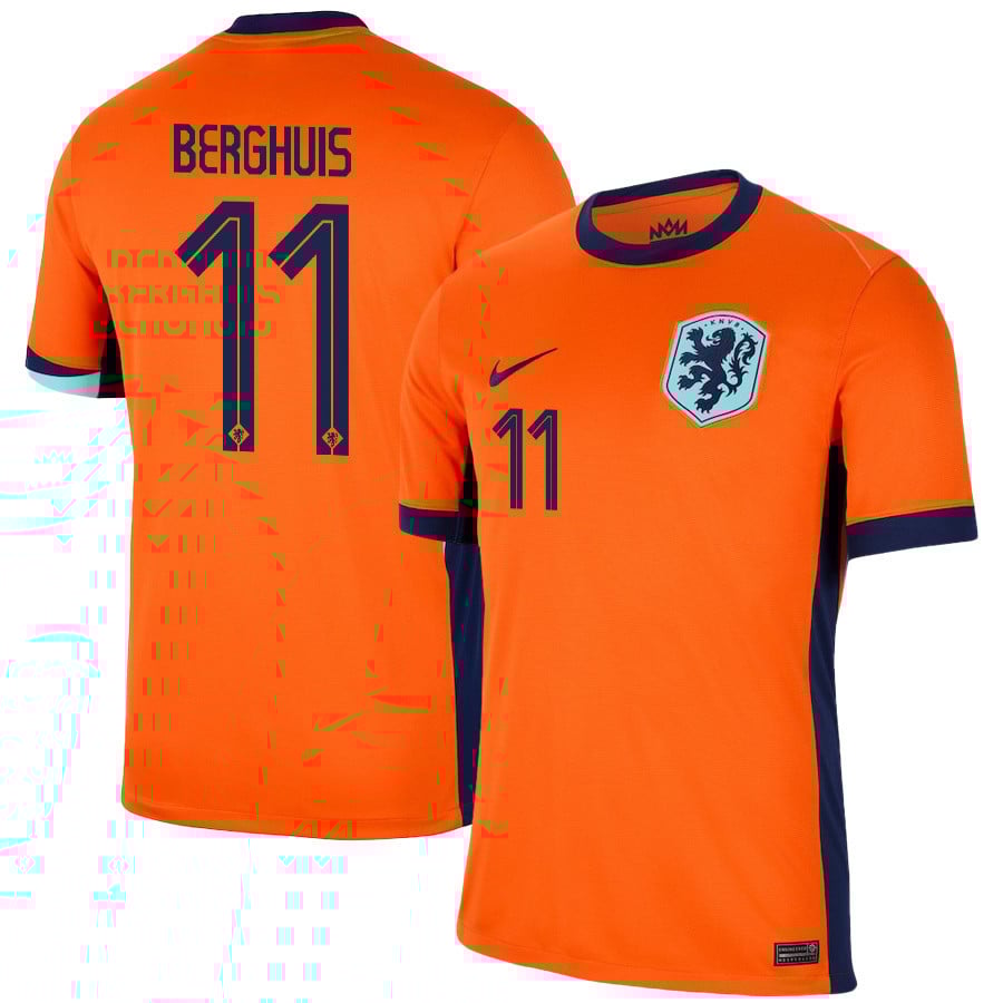 Steven Berghuis 11 Netherlands National Team 2024/25 Home Men Jersey - Orange