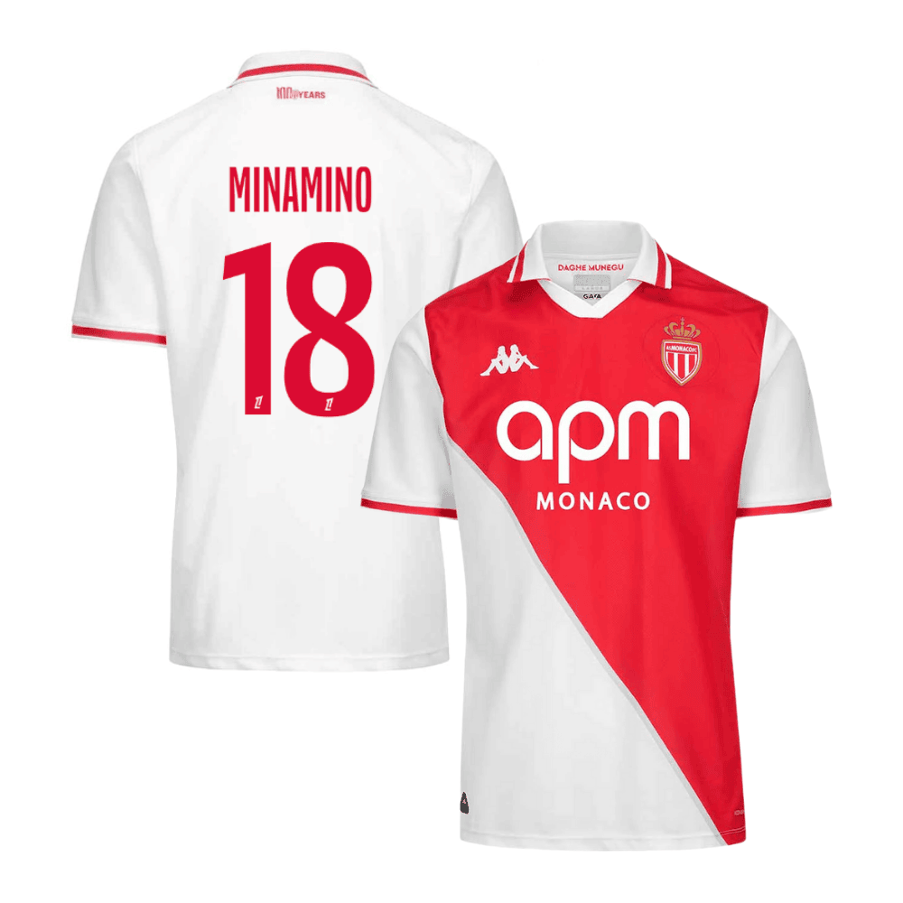 Takumi Minamino 18 AS Monaco 2024/25 Home Men Jersey - White/Red