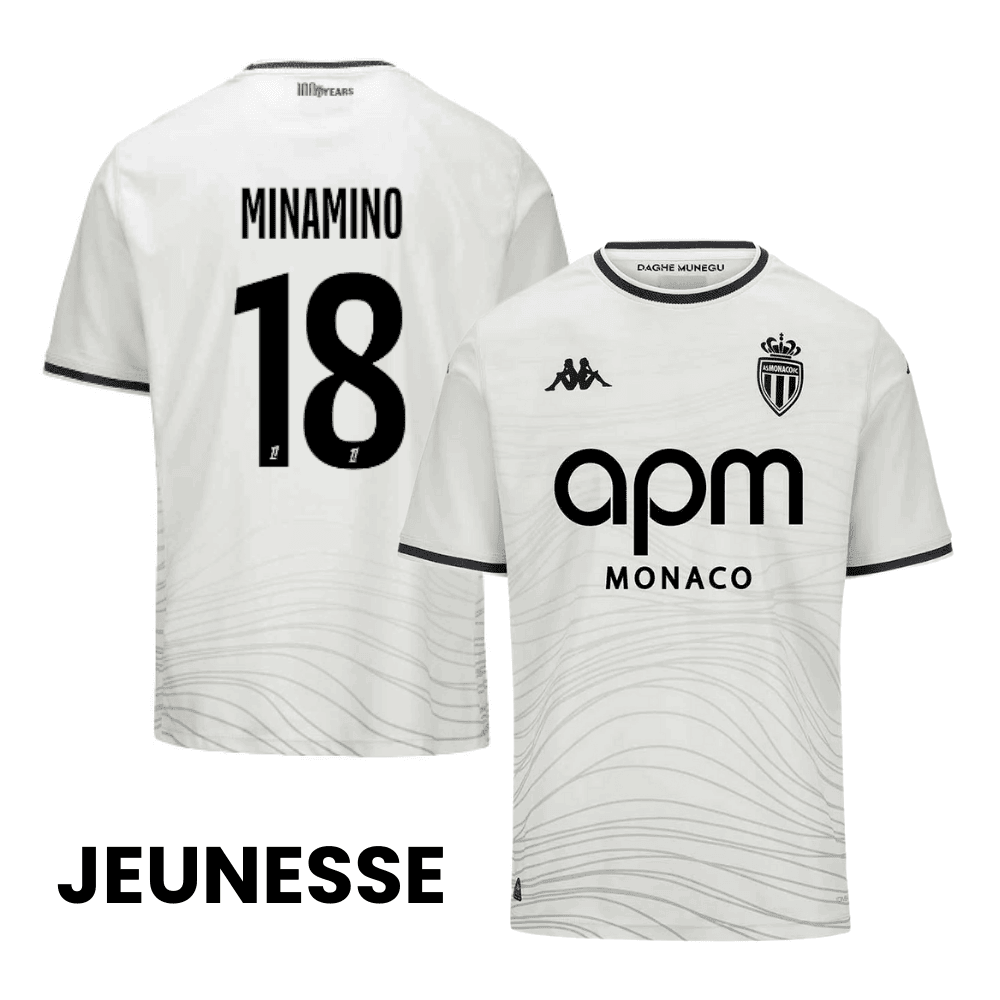 Takumi Minamino 18 AS Monaco 2024/25 Third YOUTH Jersey - White