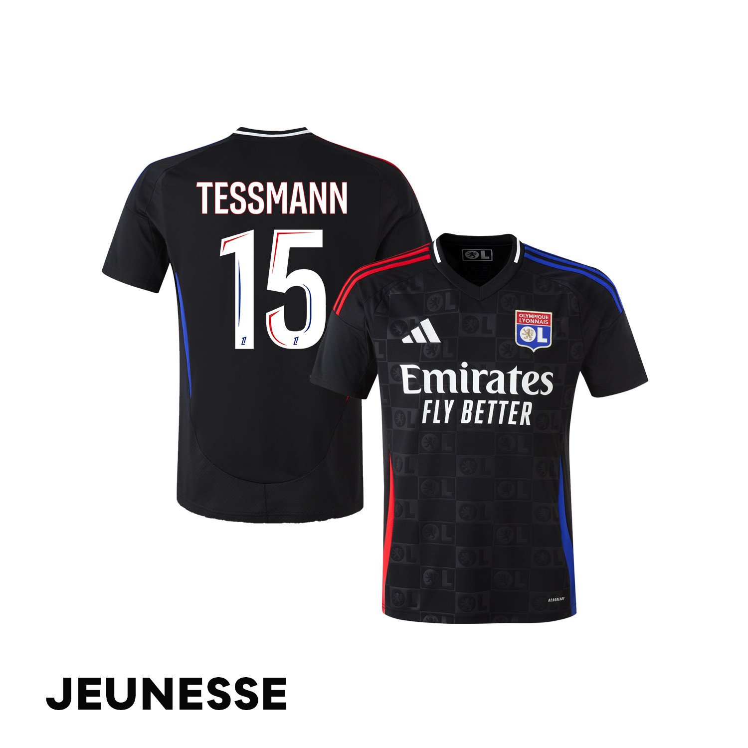 Tanner Tessmann 15 Olympique Lyonnais 2024/25 Away YOUTH Jersey - Black