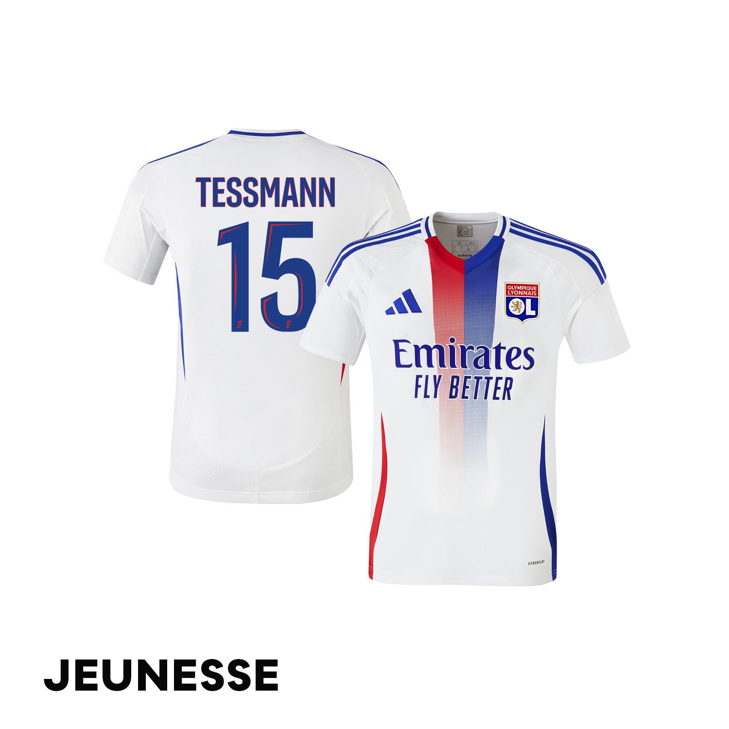 Tanner Tessmann 15 Olympique Lyonnais 2024/25 Home YOUTH Jersey - White