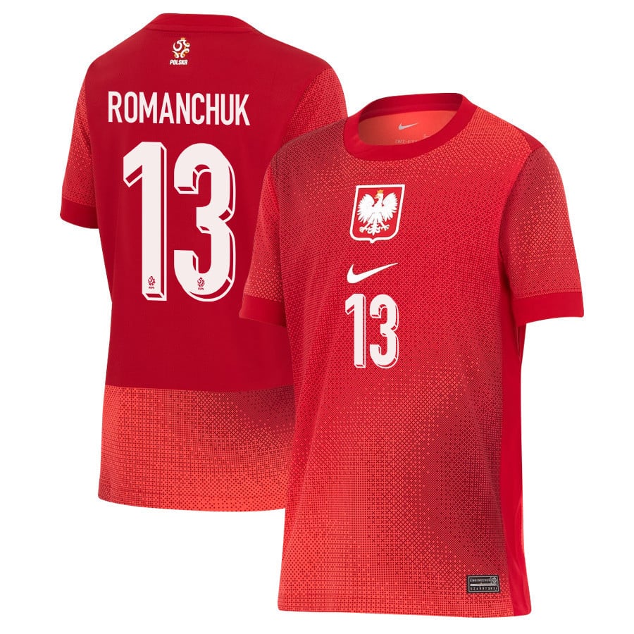 Taras Romanchuk 13 Poland National Team 2024/25 Away YOUTH Jersey - Red