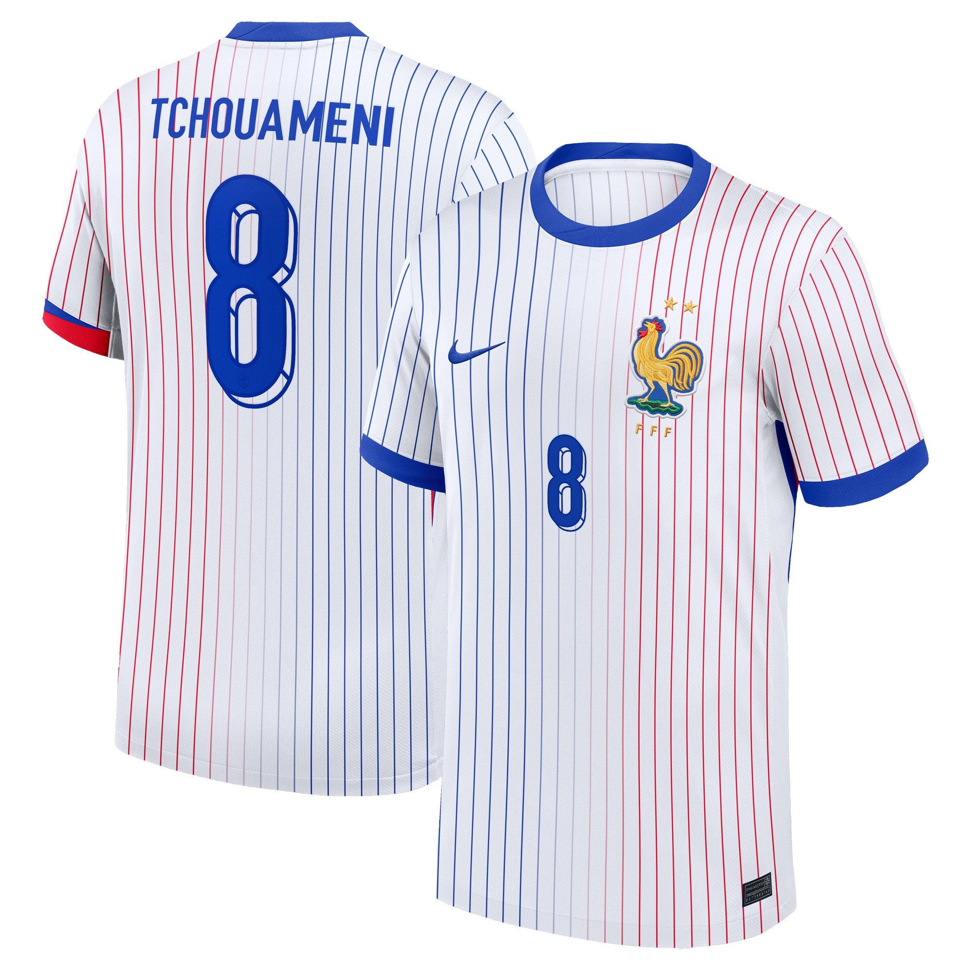 Tchouameni 8 France 2024/25 Stadium Away Football Jersey - Men White