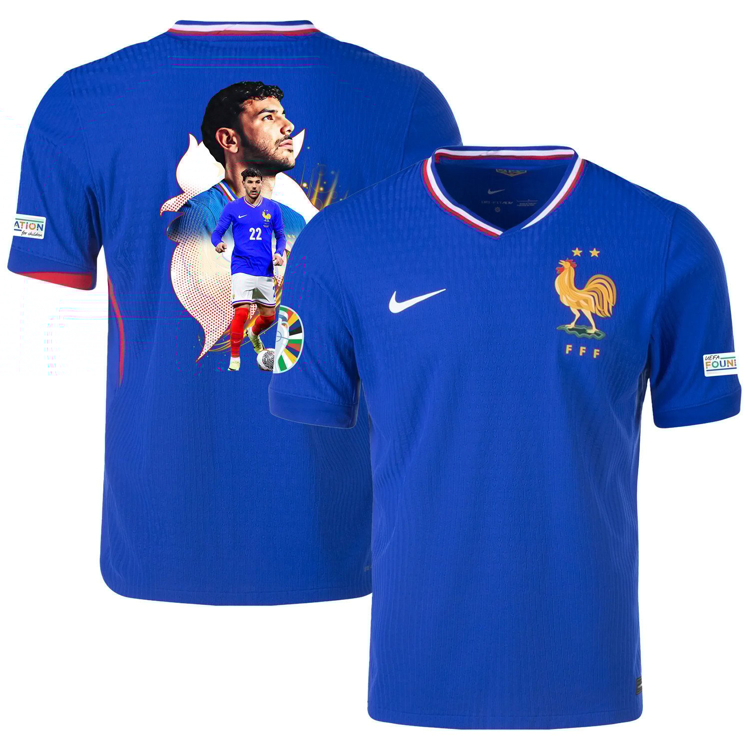Theo Hernández 22 Game-changer France National Team 2024/25 Home Jersey - Euro UEFA Patch - Men, Blue