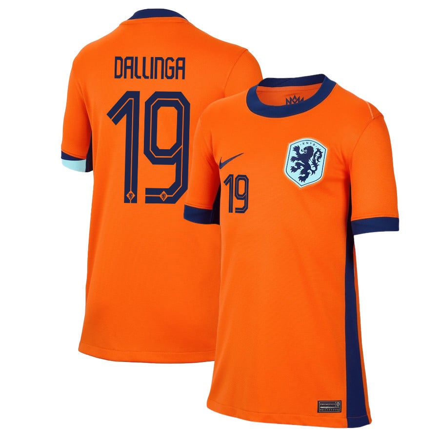 Thijs Dallinga 19 Netherlands National Team 2024/25 Home YOUTH Jersey - Orange