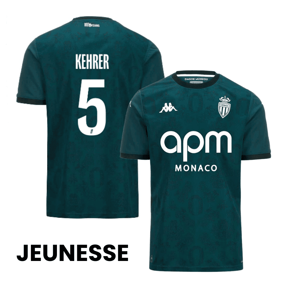 Thilo Kehrer 5 AS Monaco 2024/25 Away YOUTH Jersey - Green