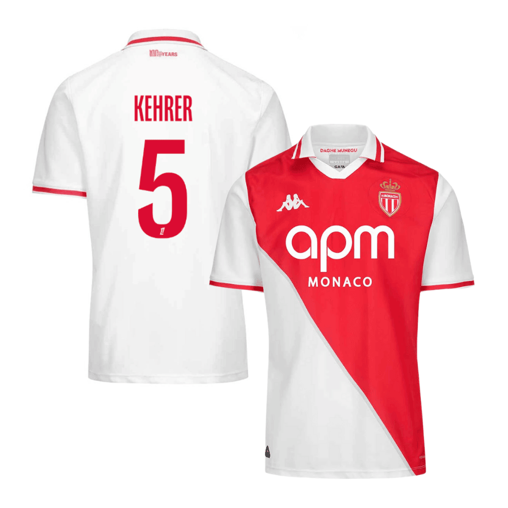 Thilo Kehrer 5 AS Monaco 2024/25 Home Men Jersey - White/Red