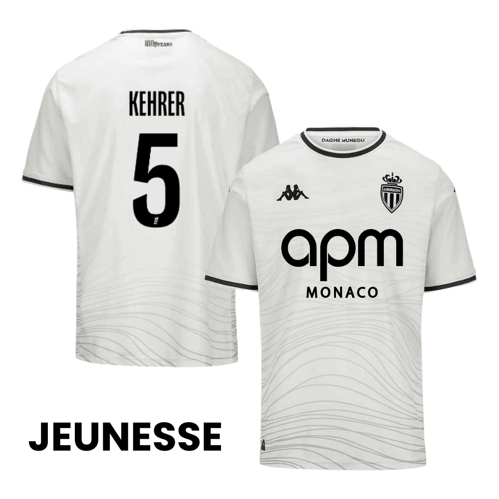 Thilo Kehrer 5 AS Monaco 2024/25 Third YOUTH Jersey - White