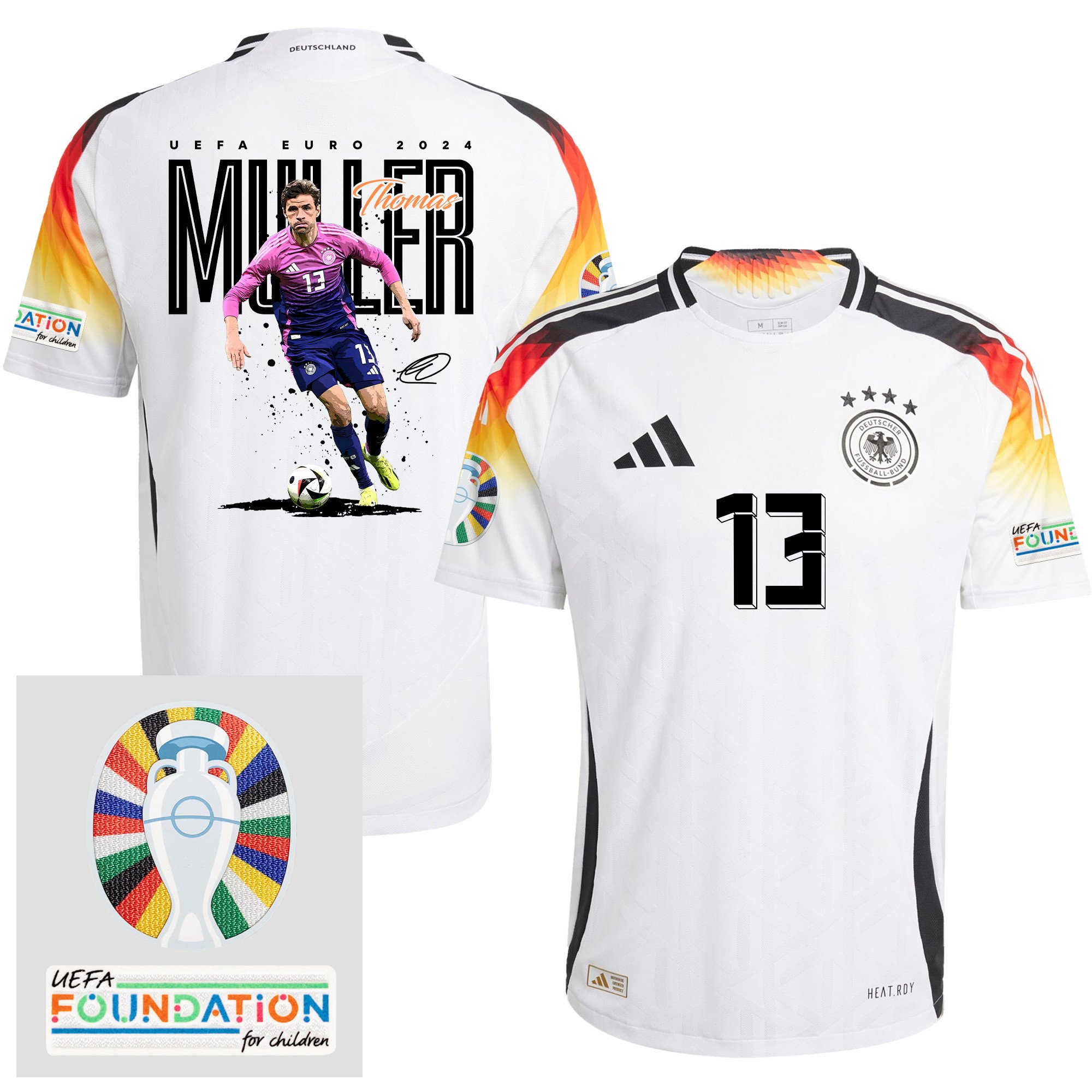 Thomas Müller 13 Euro 2024 Football Superstar Germany 2024/25 Men Home Jersey - UEFA Foundation Patch