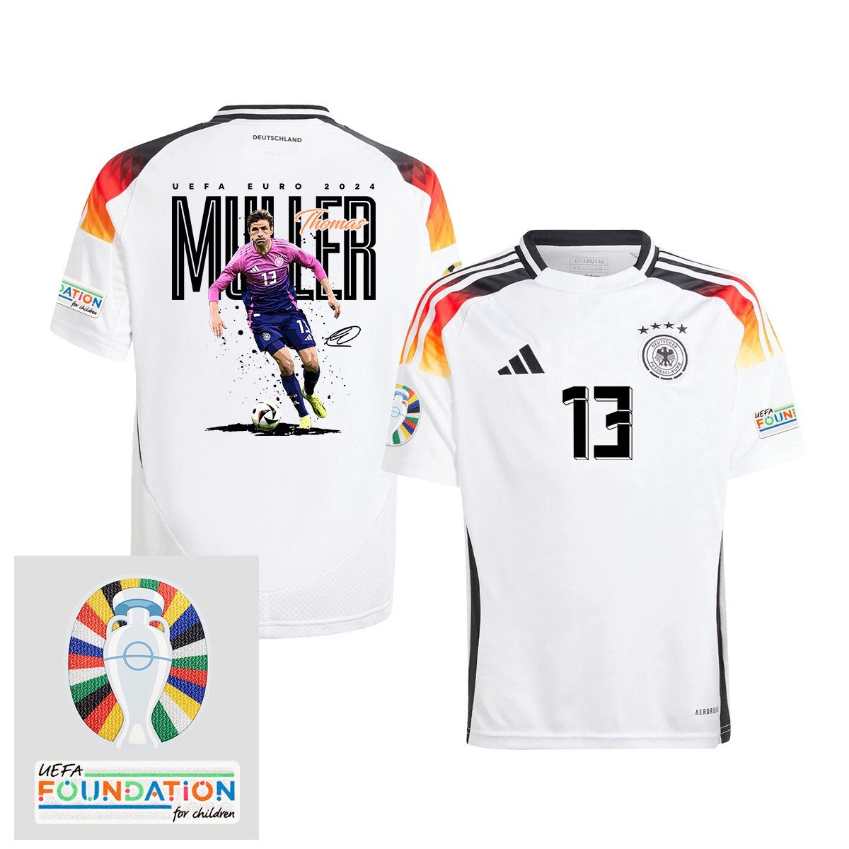 Thomas Müller 13 Euro 2024 Football Superstar Germany 2024/25 YOUTH Jersey - UEFA Foundation Patch