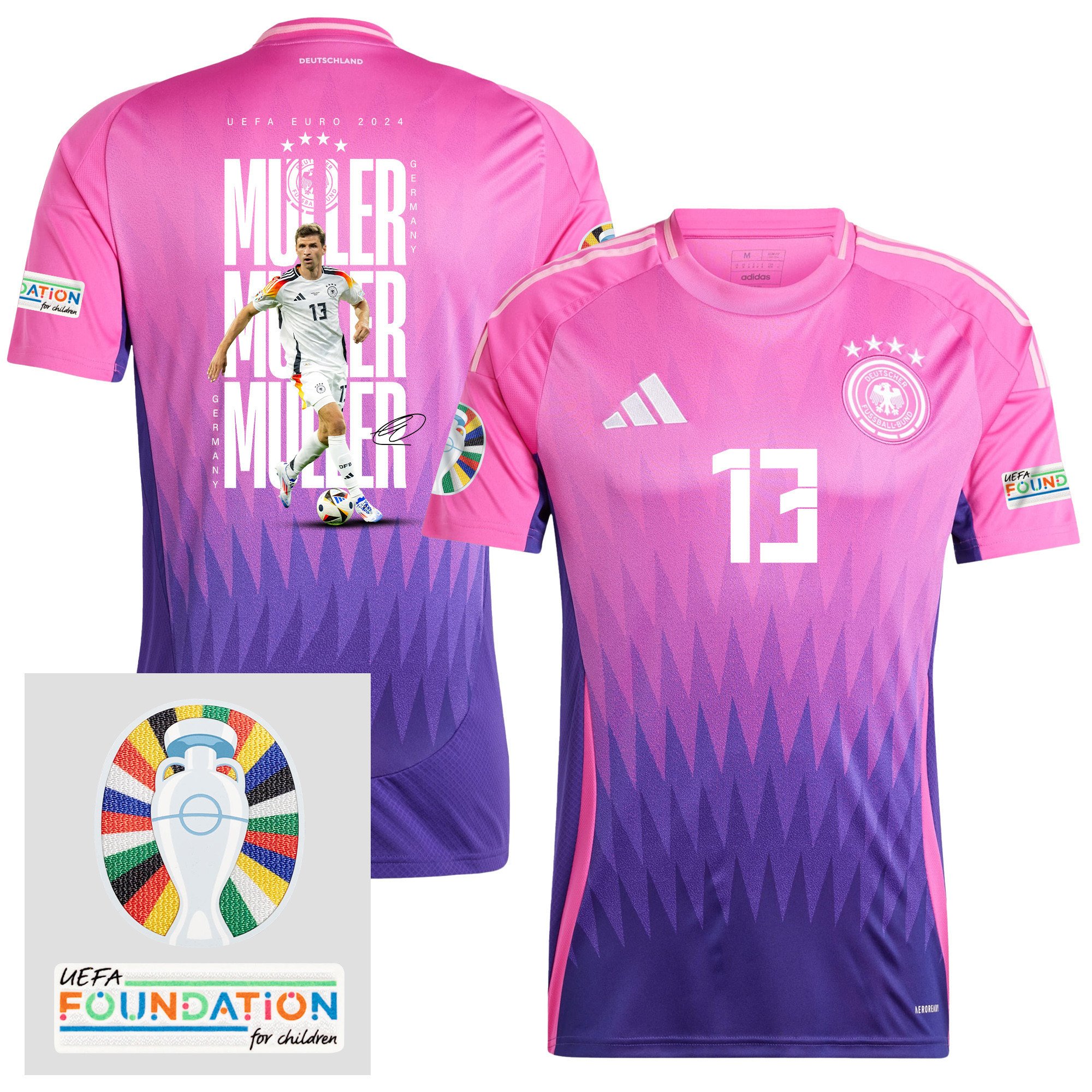 Thomas Müller 13 Germany 2024/25 Away Jersey Player's Moment - UEFA Foundation Patch, Men