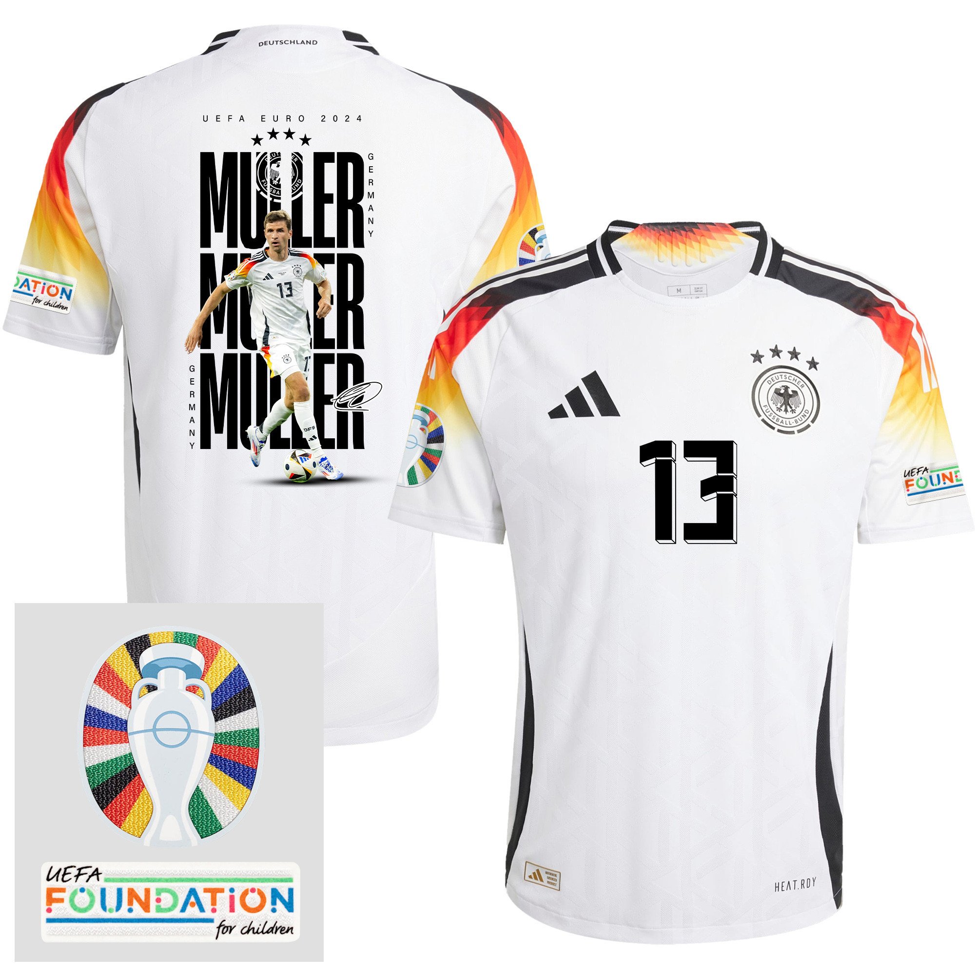 Thomas Müller 13 Germany 2024/25 Home Jersey Player's Moment - UEFA Foundation Patch, Men