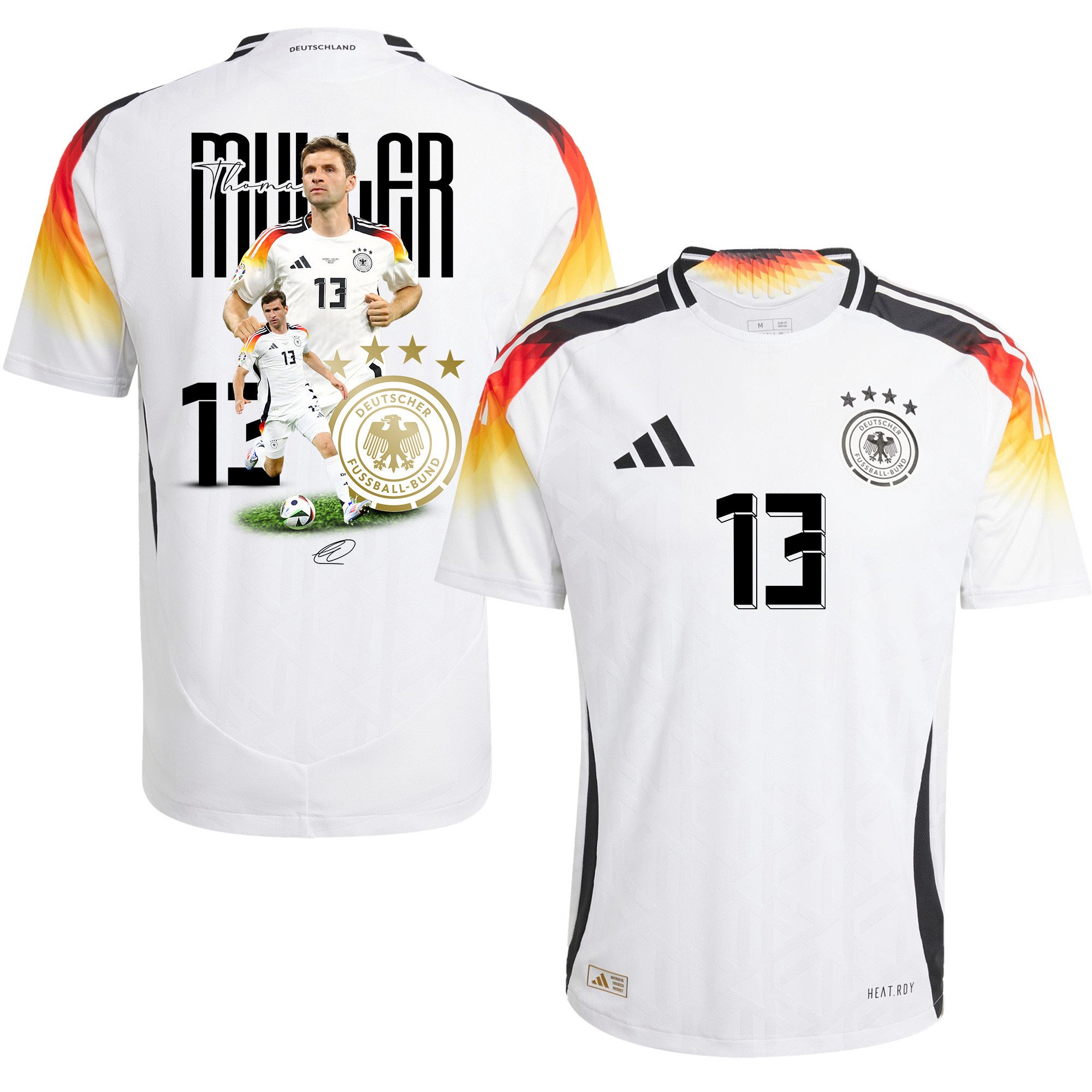 Thomas Müller 13 Iconic Player Signed Germany 2024/25 Home Jersey - Men, White