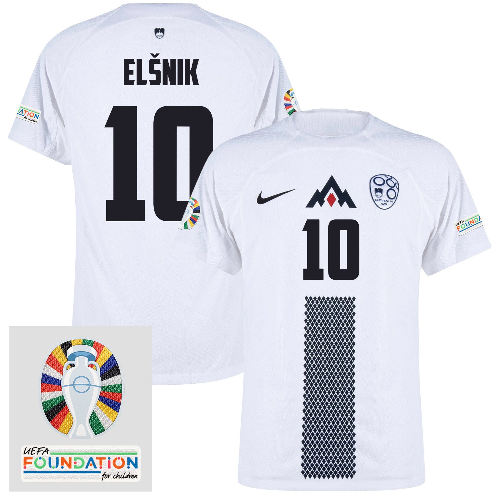 Timi Elšnik 10 Slovenia National Team 2024 Euro & Foundation Patch Home Men Jersey - White