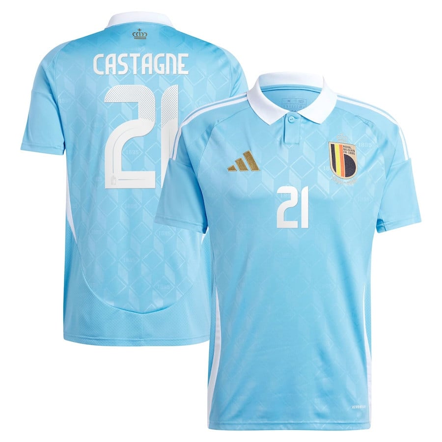 Timothy Castagne 21 Belgium National Team 2024 Away Men Jersey - Blue