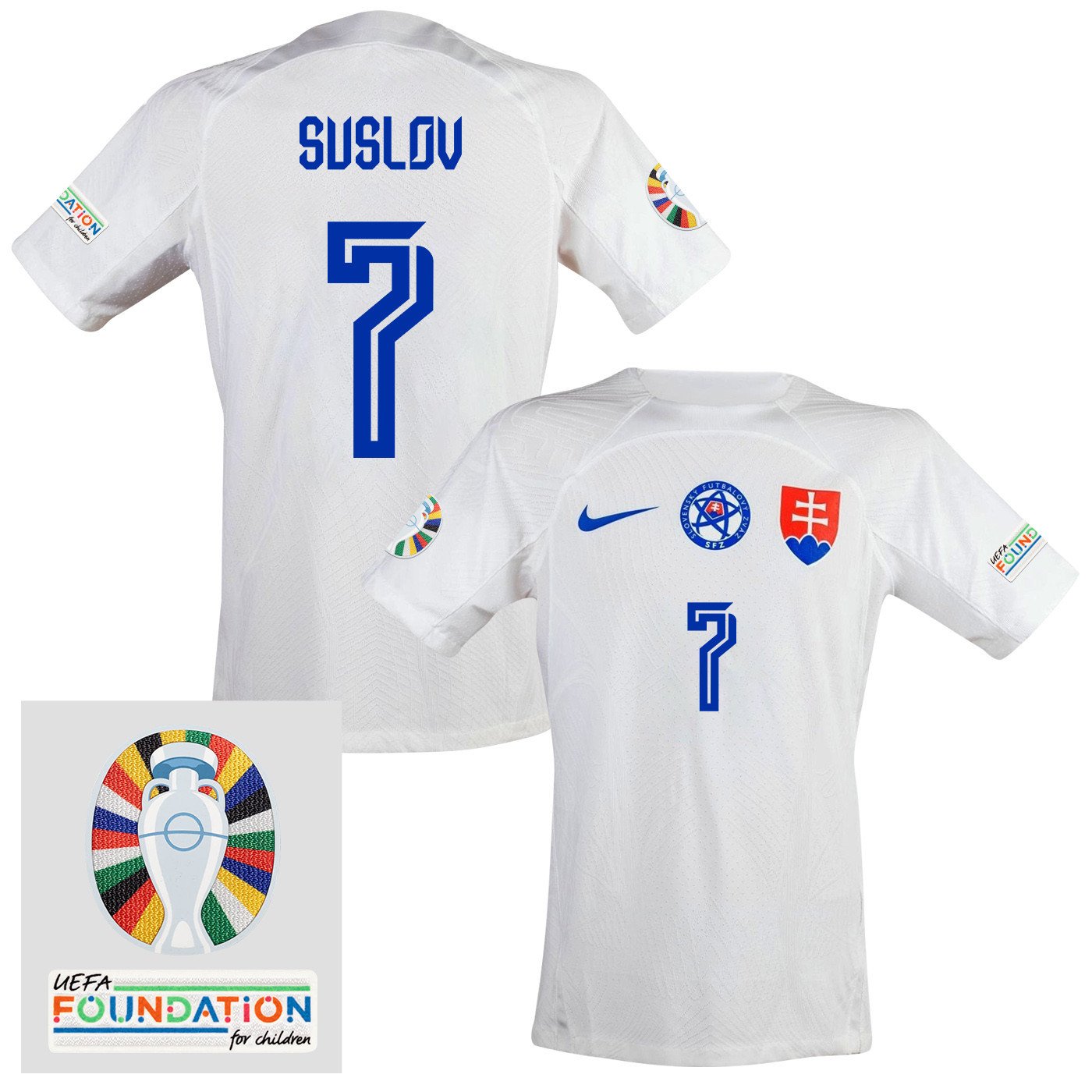 Tomáš Suslov 7 Slovakia National Team 2024 Euro & Foundation Patch Away Men Jersey - White