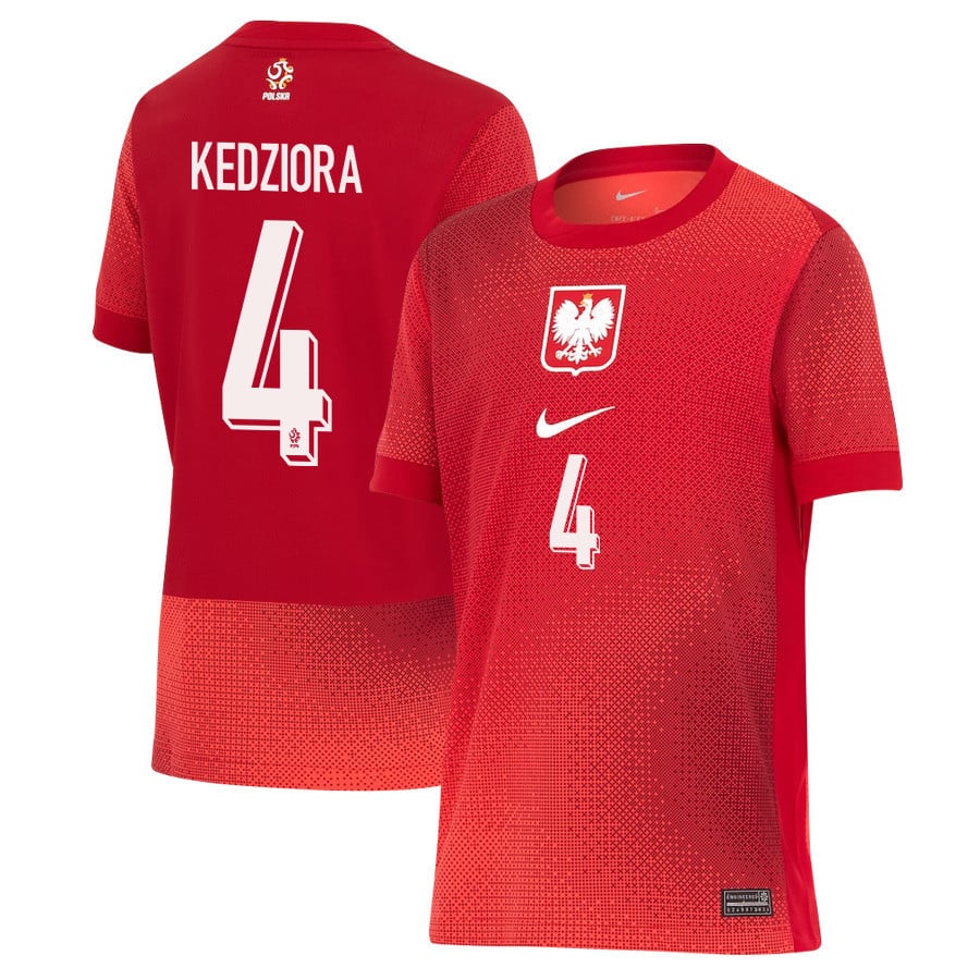 Tomasz Kedziora 4 Poland National Team 2024/25 Away YOUTH Jersey - Red