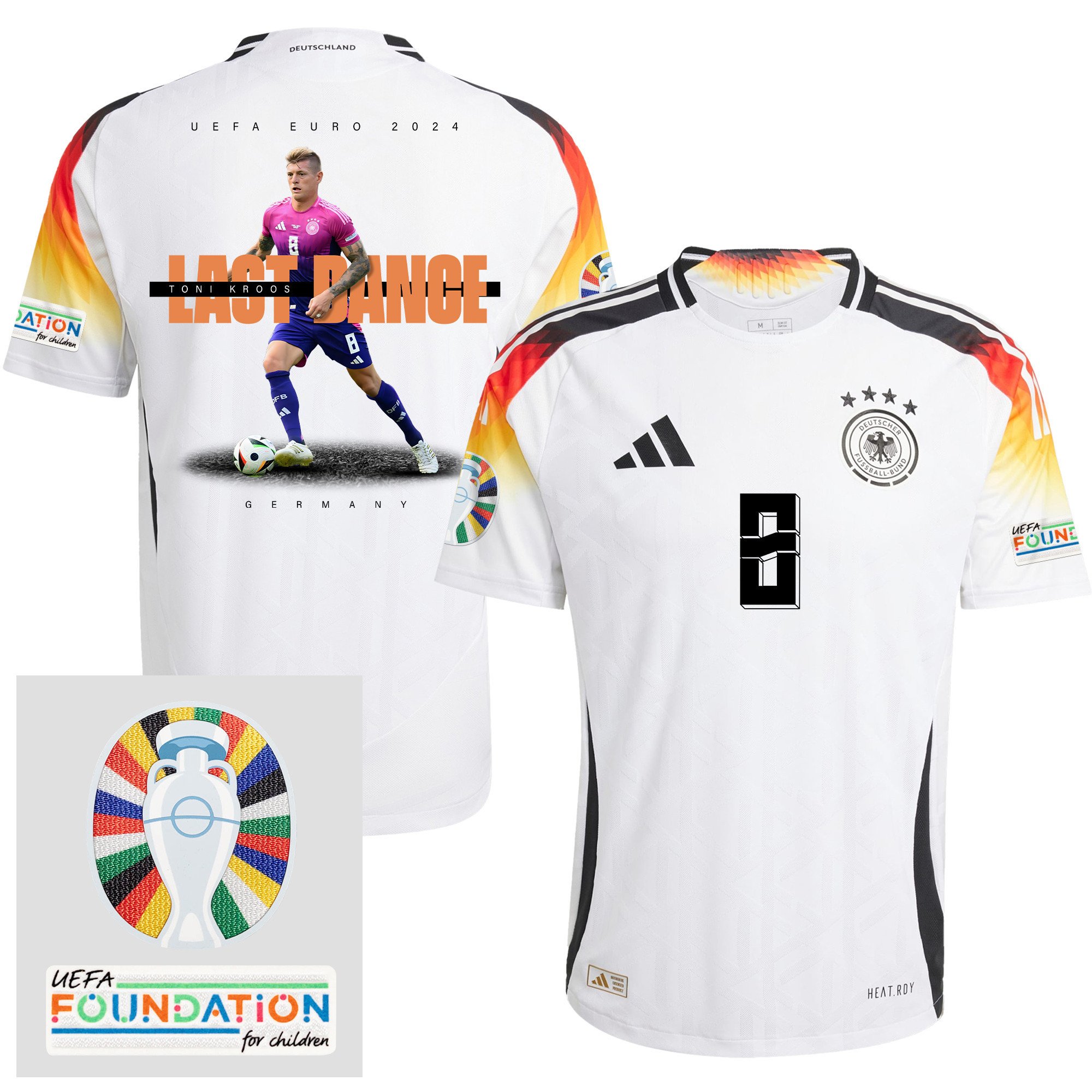 Toni Kroos 8 and The Final Kick On The Pitch Germany 2024/25 Home Jersey - Men - UEFA Foundation Patch