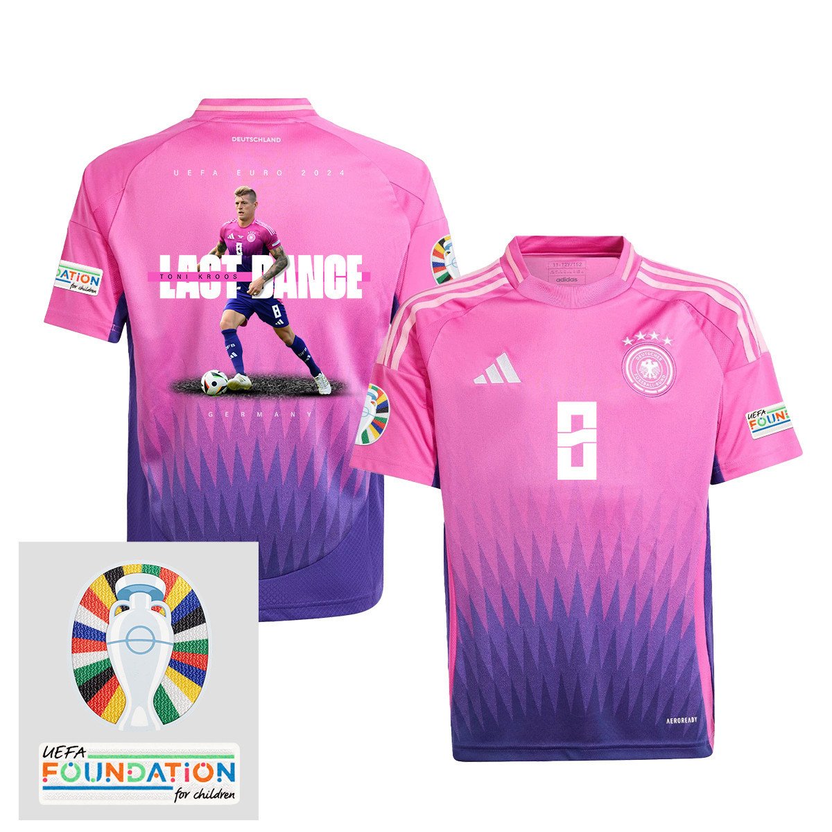 Toni Kroos 8 and The Final Kick On The Pitch Germany 2024/25 YOUTH Jersey - UEFA Foundation Patch