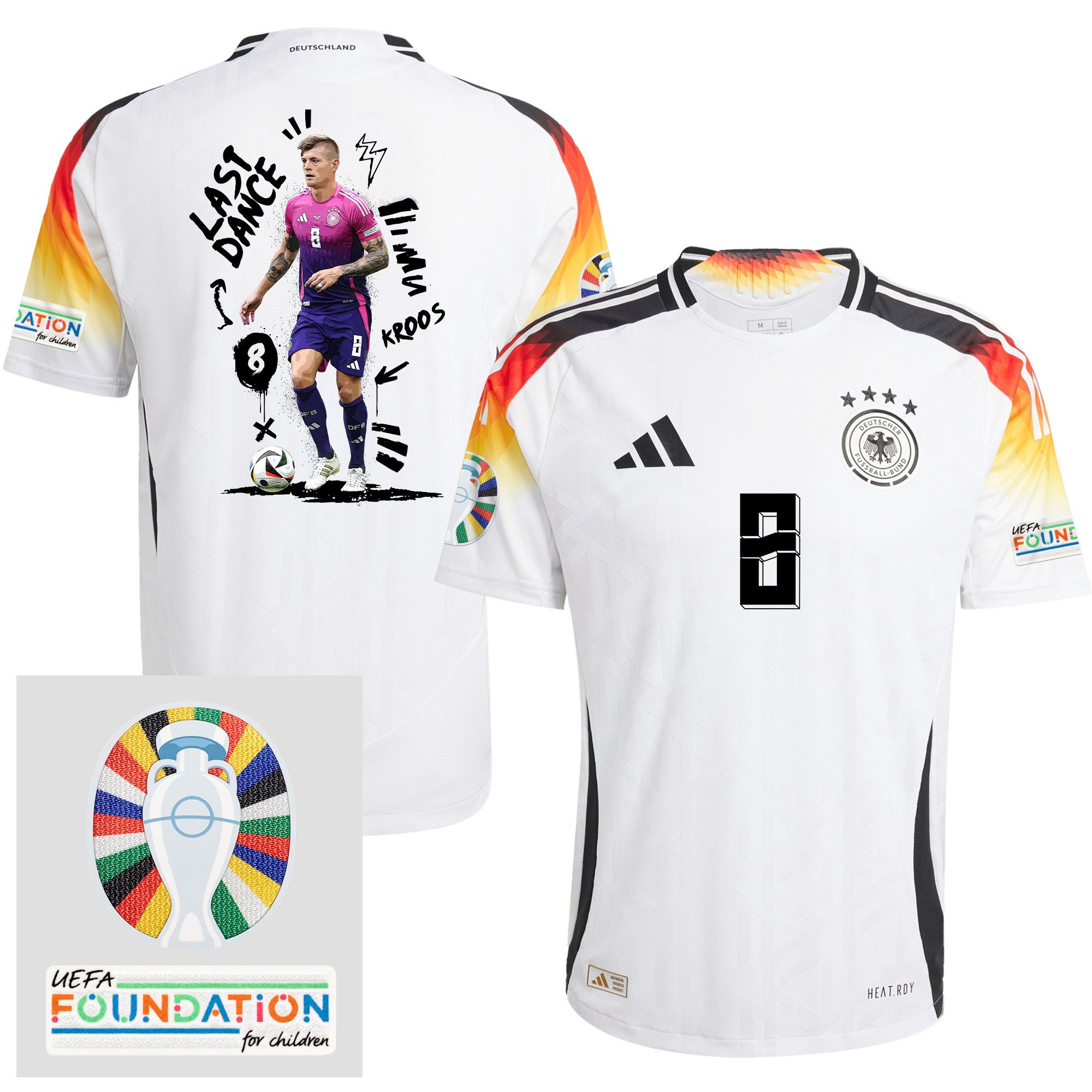 Toni Kroos 8 Farewell to Football Germany 2024/25 Home Jersey - Men - UEFA Foundation Patch