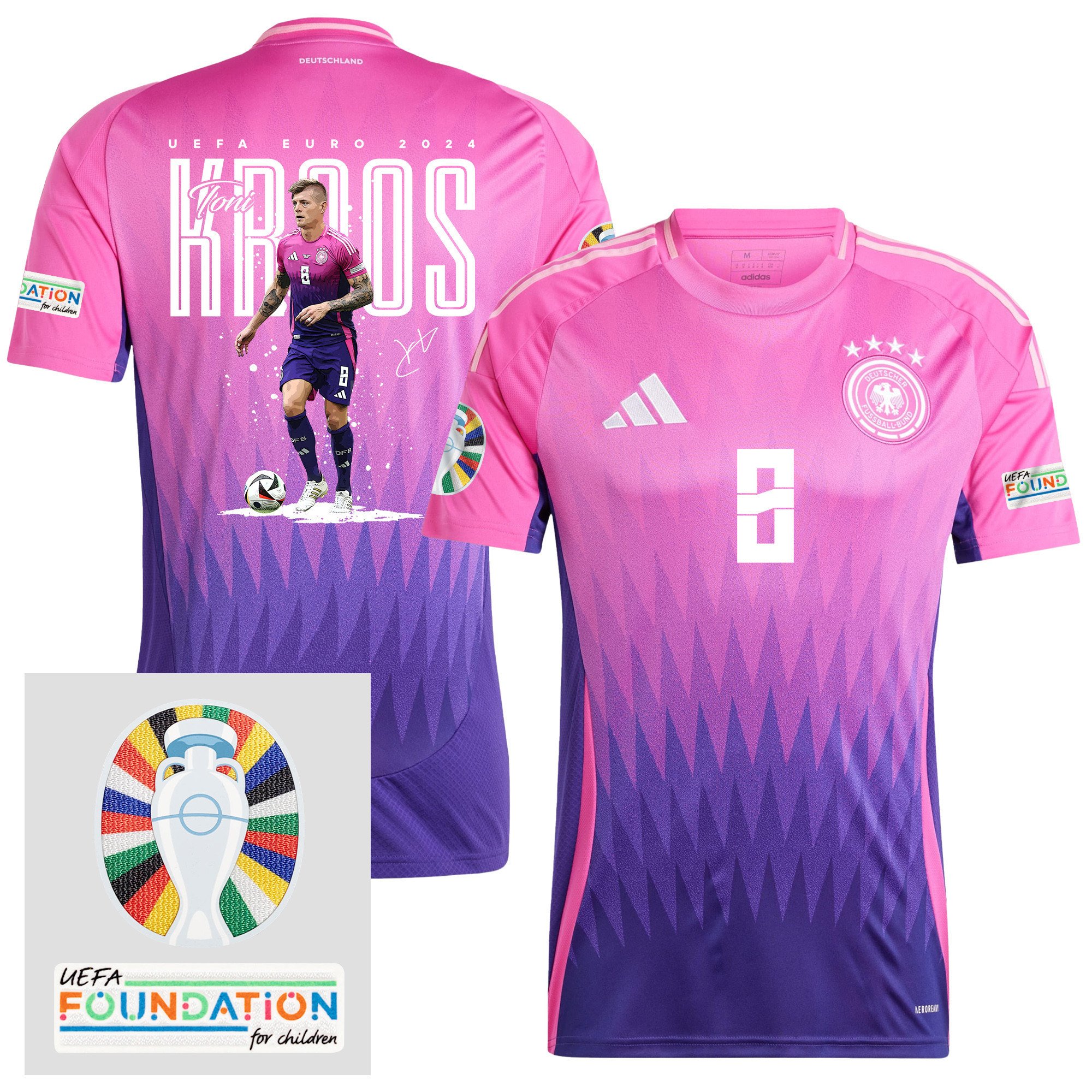 Toni Kroos 8 Football Superstar Germany 2024/25 Men Away Jersey - UEFA Foundation Patch