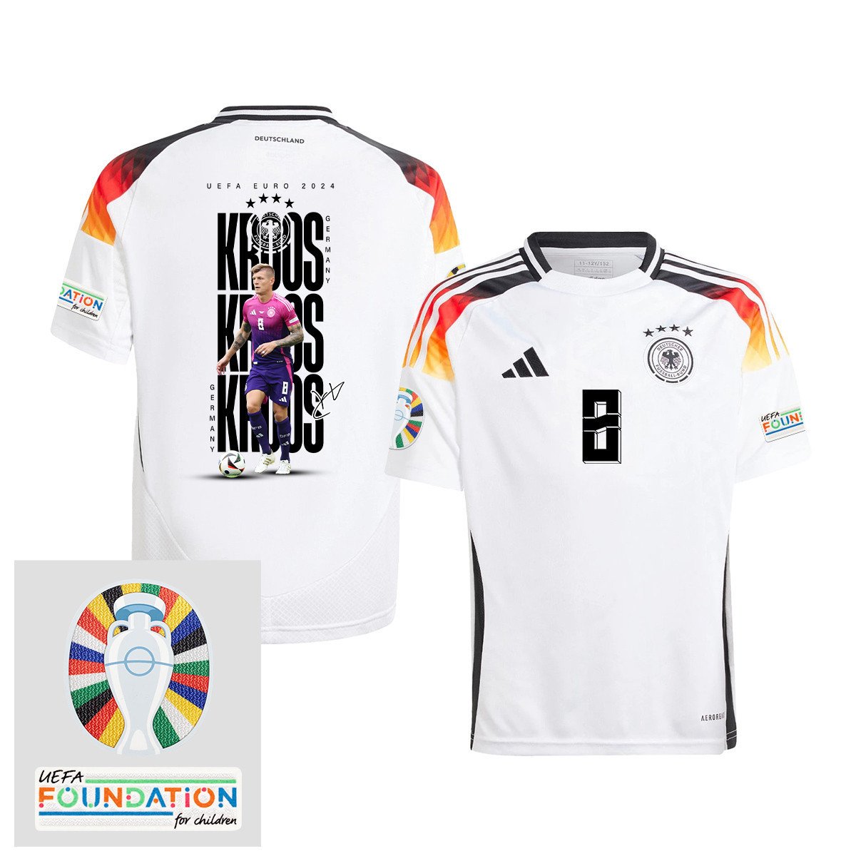 Toni Kroos 8 Germany 2024/25 YOUTH Home Jersey Player's Moment - UEFA Foundation Patch