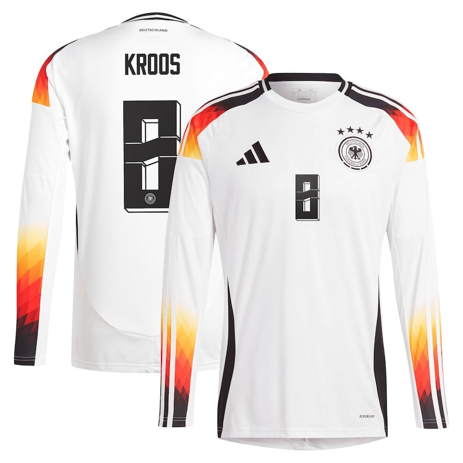 Toni Kroos 8 Germany National Team 2024 Home Long Sleeve Men Jersey - White