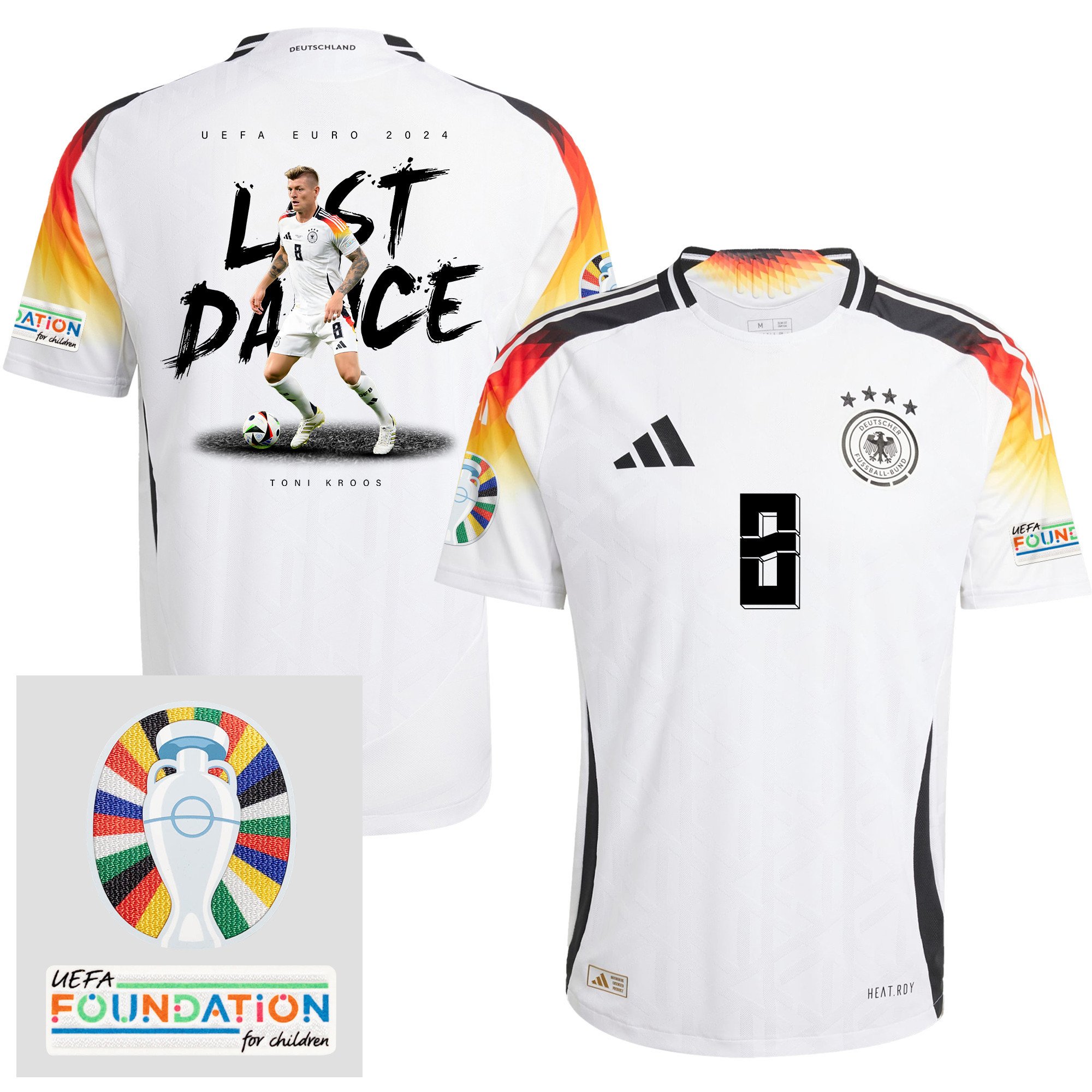 Toni Kroos 8 Last Dance of a Legend Germany 2024/25 Home Jersey - Men, White - UEFA Foundation Patch