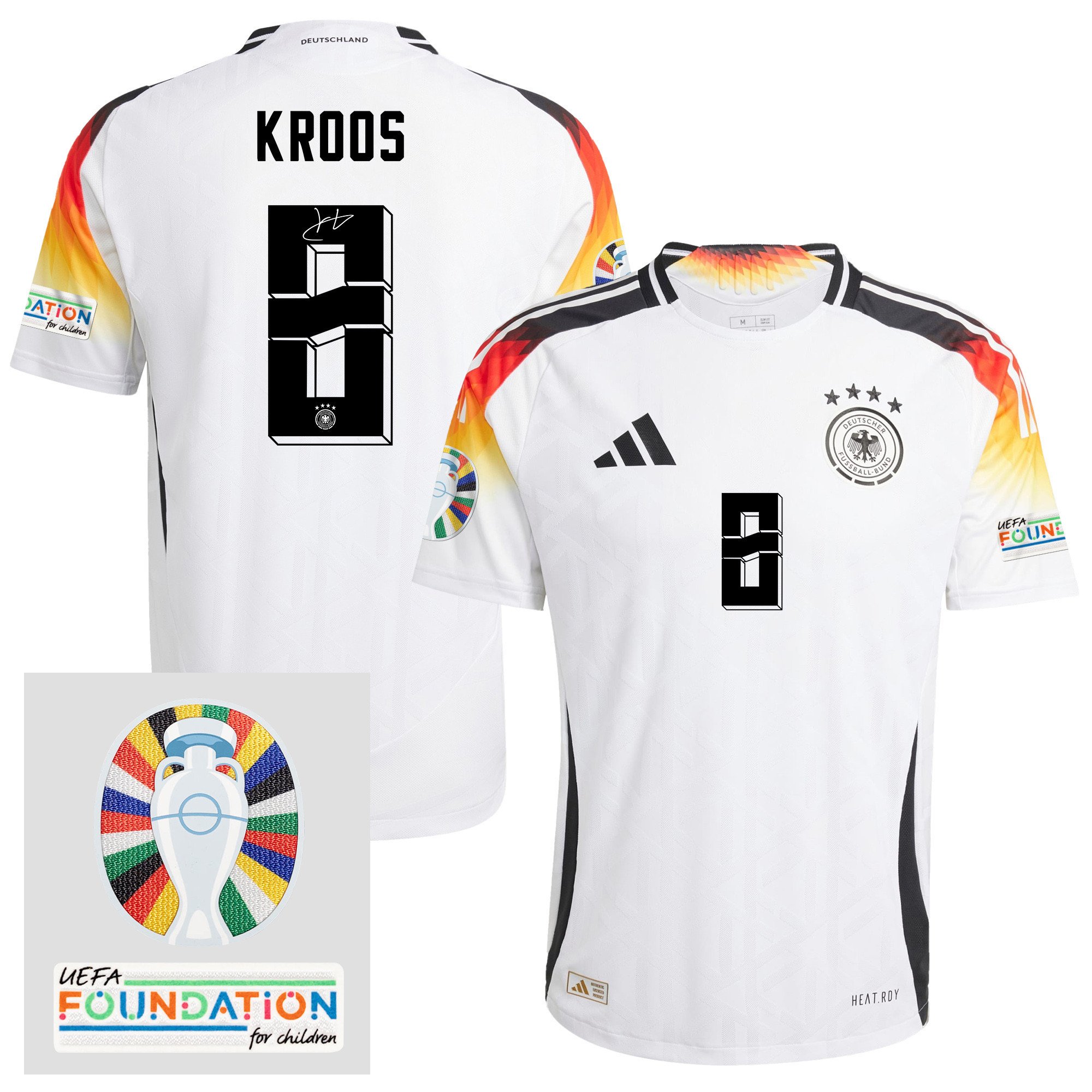 Toni Kroos 8 Signed Germany 2024/25 Home Jersey - Autographed, Euro UEFA Patch - Men, White