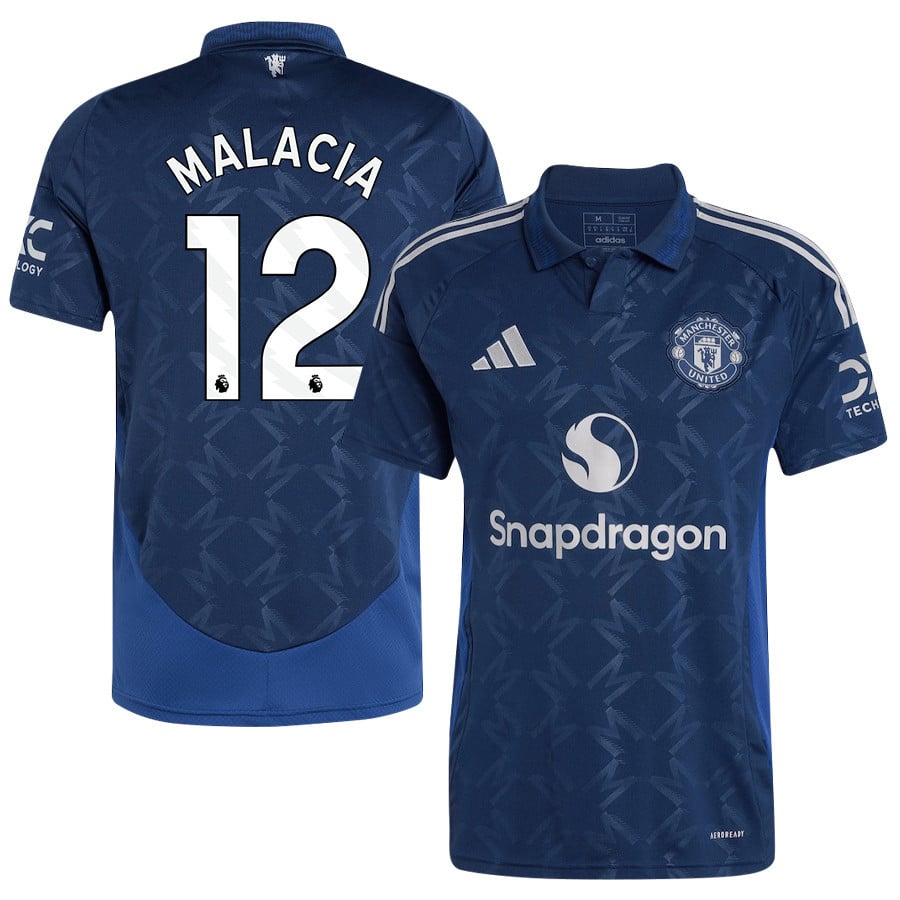 Tyrell Malacia 12 Manchester United 2024/25 Away Jersey - Men, Blue
