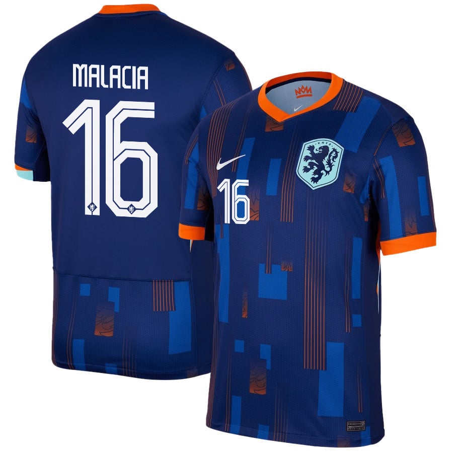 Tyrell Malacia 16 Netherlands National Team 2024/25 Away Men Jersey - Navy